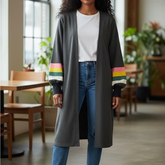 Boden Sweaters - Boden Berkshire Coatigan Cardigan Topper Sweater Coat Stripe Sleeves Size 12‎